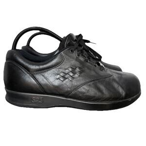 SAS FREETIME Shoe Women 8 WW Black‎ Leather Lace Up Orthotic Walking Sneaker